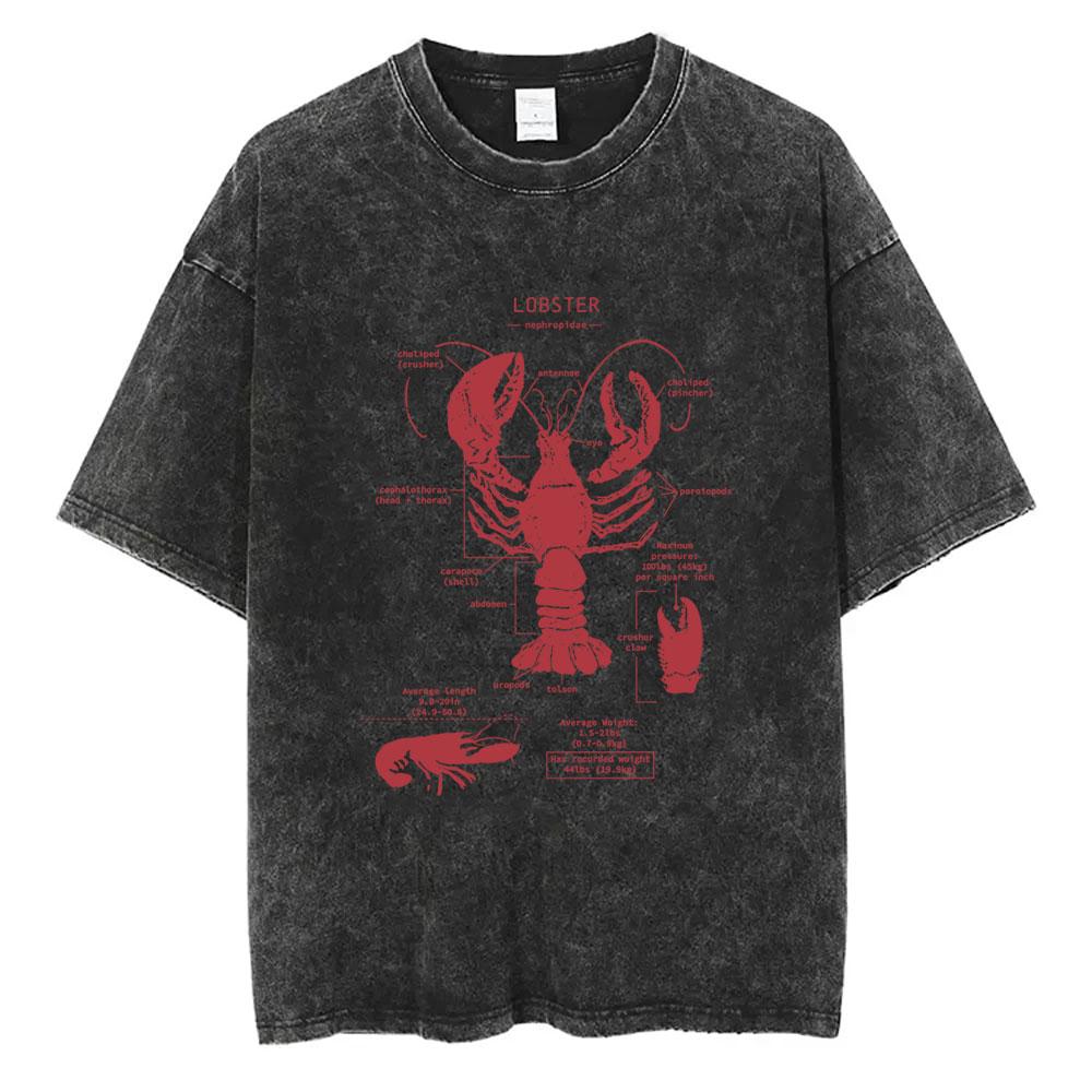 Marine Animals Humpback Whale Anatomy Vintage Washed Tshirt Men Women Fashion Casual Oversized T Shirts Male Soft Cotton Tshirt