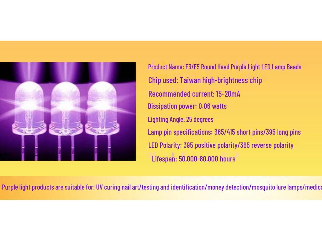 2835 UV LED for Disinfection, Sterilization, Curing, & Money Detection - 0.2W/0.5W Purple Light