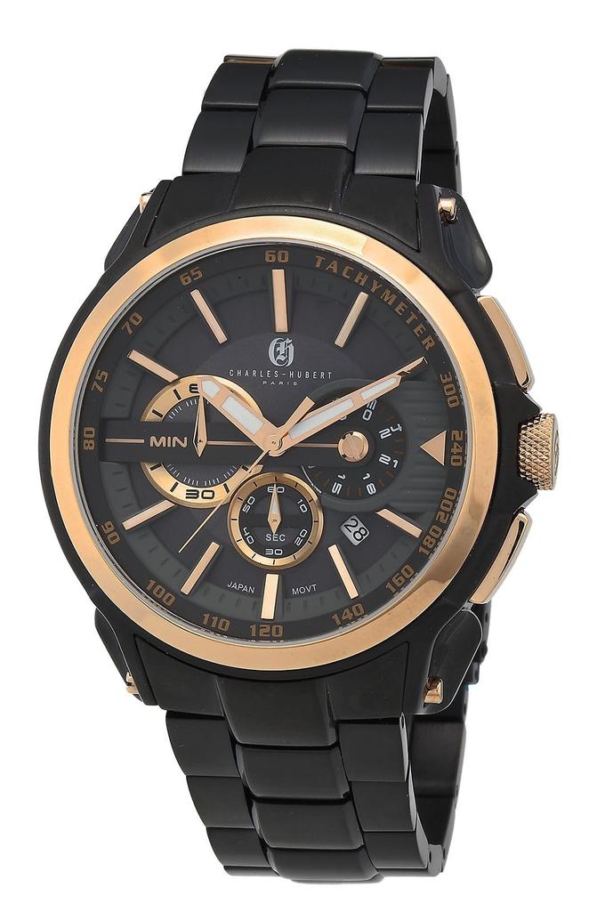 Watch Charles Paris Chronograph Date Black [Charles Hubert] Hubert, 4009-B Men's