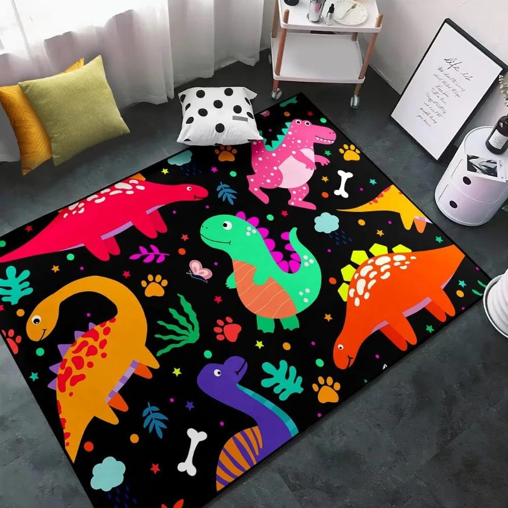 Boys Bedroom Dinosaur Rug Cartoon Dino Area Rugs Funny PlayMat Cute Printed Carpet Polyester Floor Mat Living Room Decor Doormat