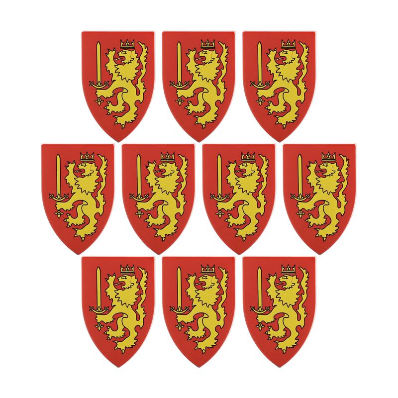 MOC Medieval Military Castle Weapon Roman Knight Helmet Shield Accessories Building Blocks Green Dragon Lion Crusader Bricks Toy