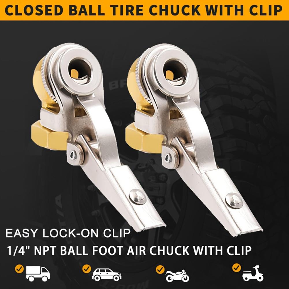2Pcs Flow Tire Quick Nozzle Car 1/4 NPT Closed Flow Tire Chuck Thread Tire Air Nozzle 1/4 Inch Car Tire Inflator Valve Connector