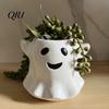 Halloween Themed Plant Container Ghost Flowerpot, Waterproof Resin Vase, Spooky Cute Indoor Outdoor Pot Desktop Ornament, for Green Plants Holiday