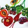 Unique 3D Rhinestone Beaded Sequin Bead Summer Fruit Series Rope Patches Crystal Bag Patch Beading Applique Patch