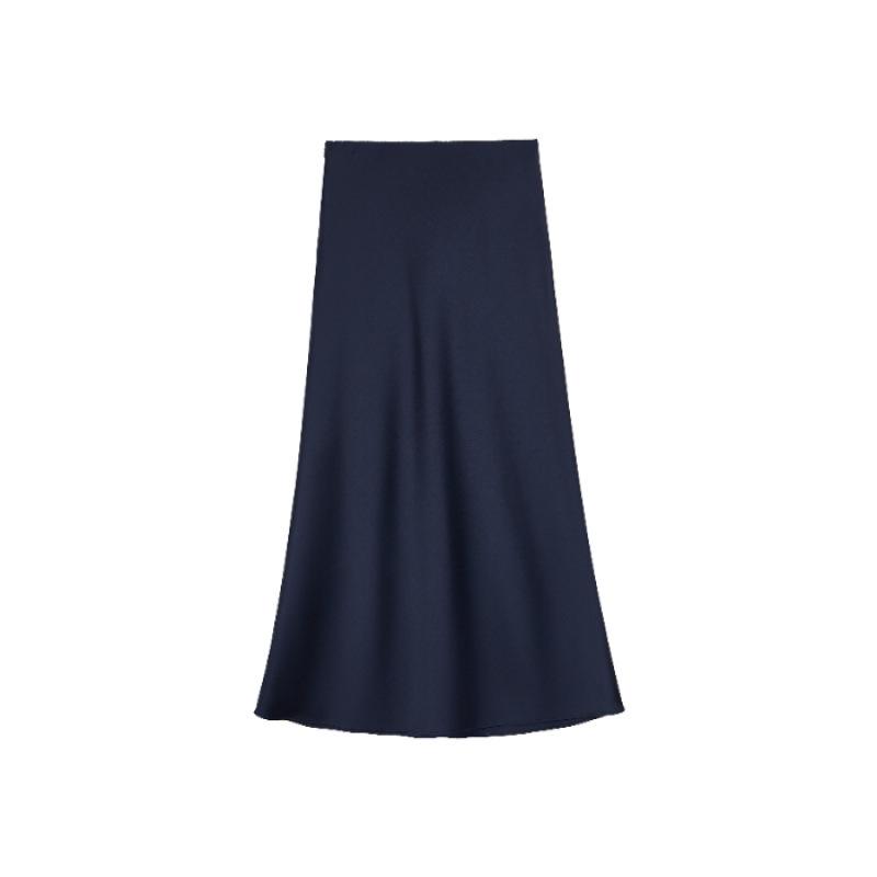 Women's High-Waisted Satin Midi Pencil Skirt, Slim-Fit Fishtail Design, 2025 Spring/Summer Collection