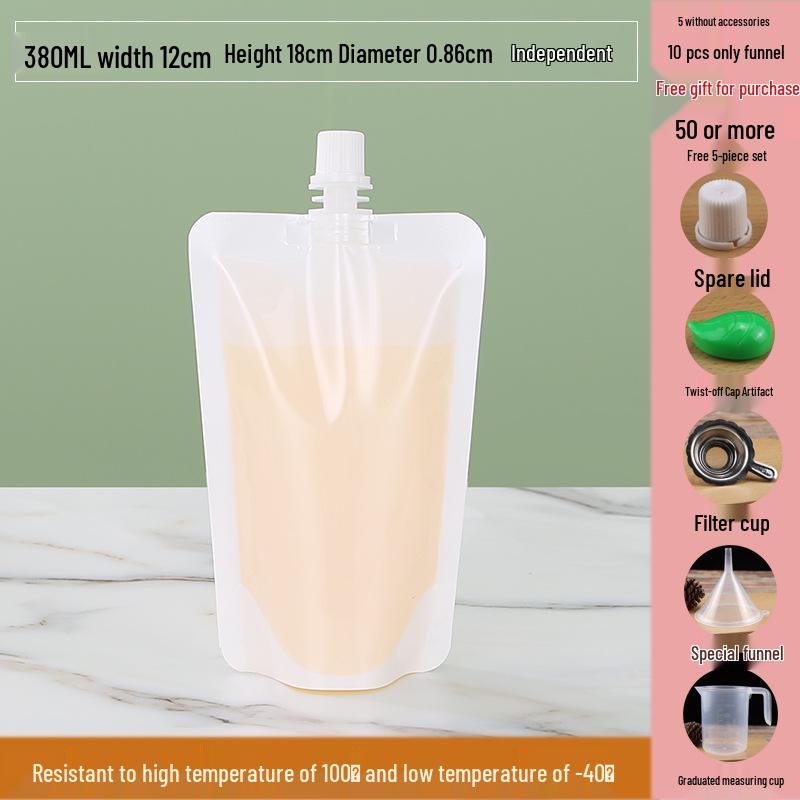 Soy Milk Stand-Up Spout Bag - Reusable, Transparent, Liquid-Safe, Large Diameter Packaging for Soups & Beverages