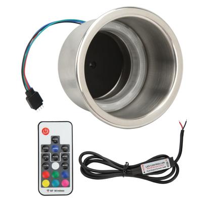 Car RGB Drink Cup Holder 14 LEDs Stainless Steel with Remote Control for Boat Yacht RV Truck