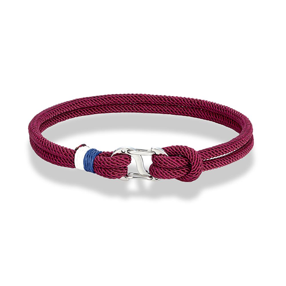 Navy Blue Braided Rope Bracelet Stainless Steel Double Push Carabiner Clasp Survival Bracelet for Men Women Couple Gifts