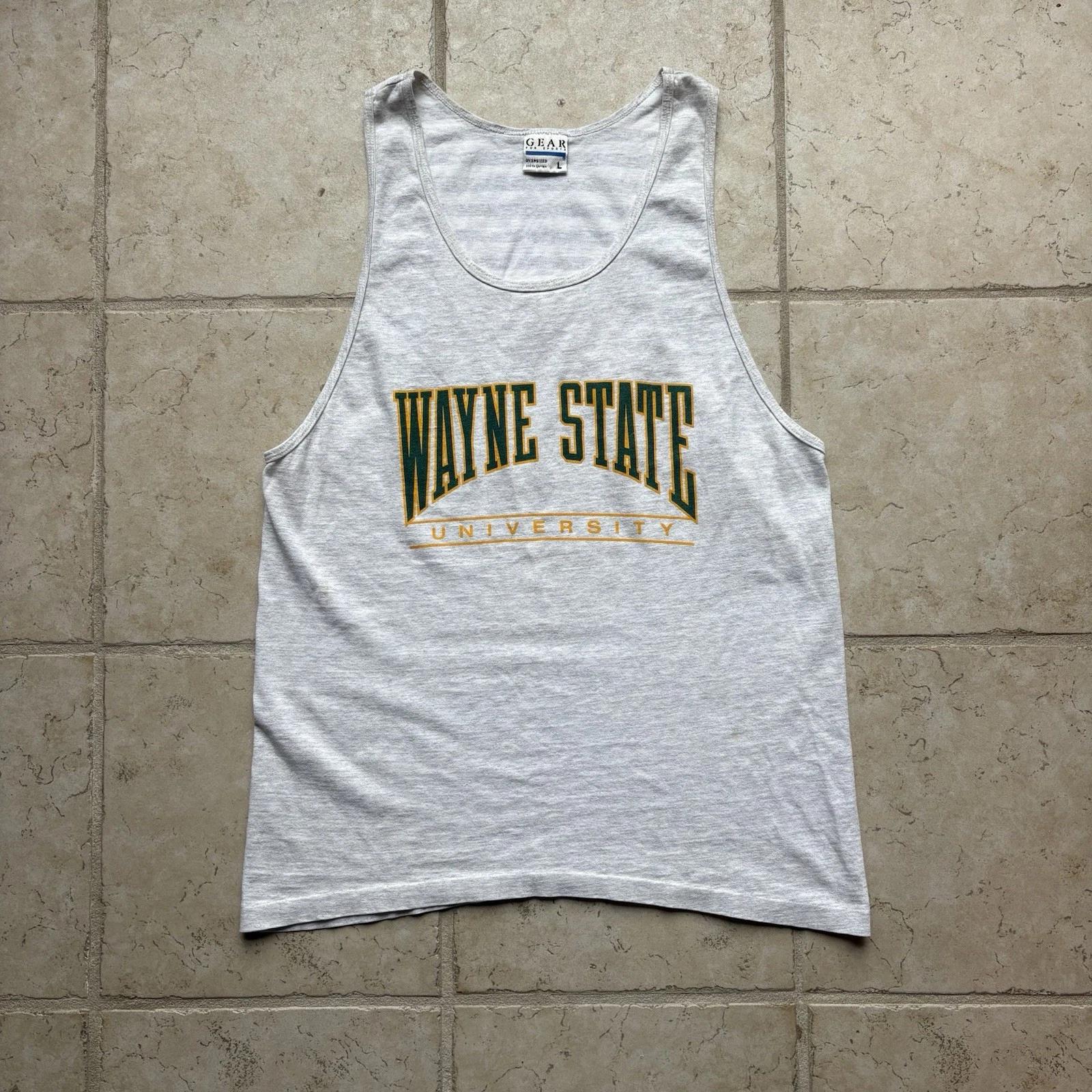 Vintage 90s Wayne State University Michigan 90s Gray Tank Top Large Oversized 3XL