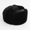 New Winter Men Outdoor Real Mink Fur Bomber Hats Male Super Warm 100% Natural Mink Fur Hat Luxury Man Real Sheepskin Leather Cap