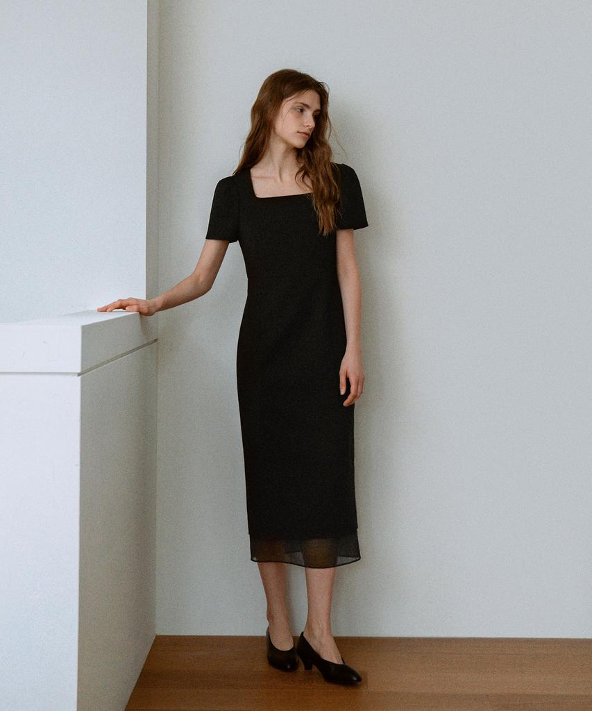 LAMEREI Square See-Through Dress[Lmbfco25Dr5806]-Black