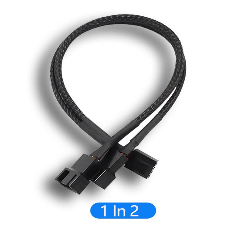 27cm Black3/ 4-Pin PWM Fan Cable Separator Extension Cable for 1-4/3/2/1 Way Connections Computer Hardware Accessory