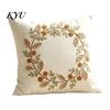 Pumpkin Harvest Home Decor Autumn Wreath Cushion Cover, Thanksgiving Throw Pillow Leaf Embroidery Soft Cases Case for Sofa Couch Farmhouse Decor,