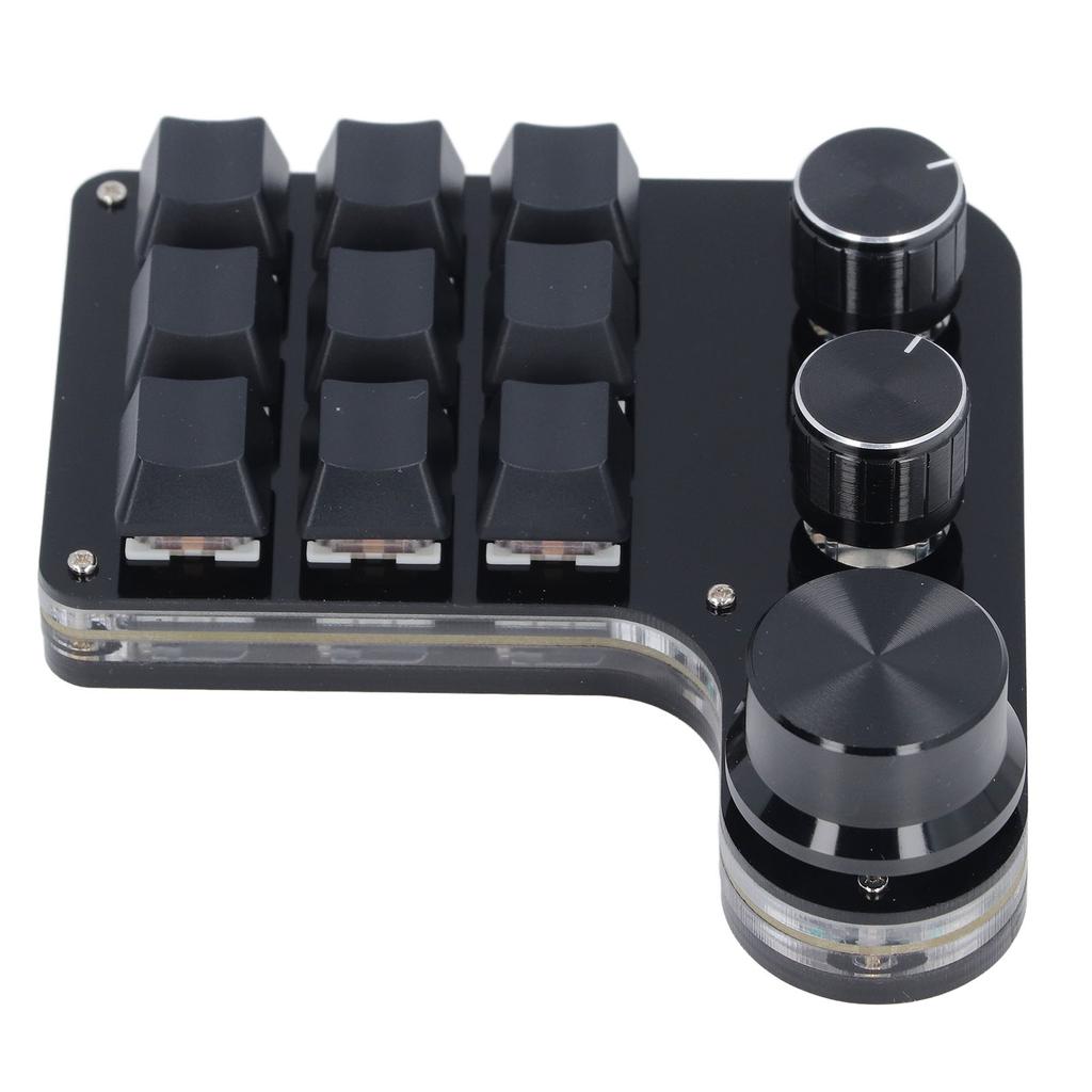 USB Mini Macro Mechanical Gaming Keyboard Programmable 9 Keys 3 Knobs Red Switch RGB LED Onboard