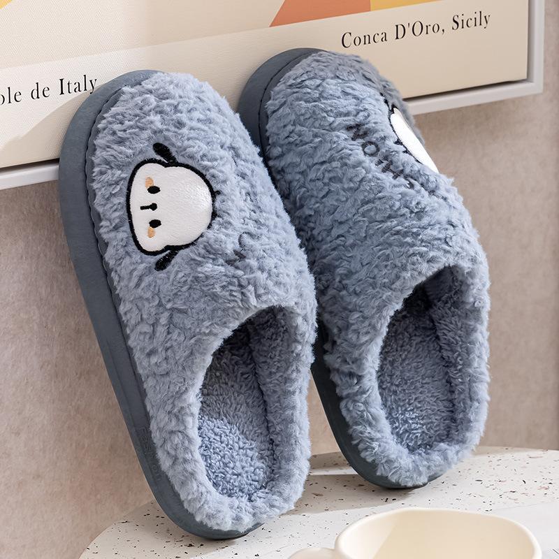 Qidashun new cartoon cotton slippers, autumn and winter indoor and outdoor couple cotton shoes to keep warm and cute cotton tows