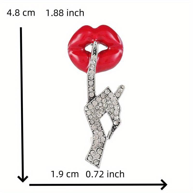New Creative Women Men Red Lip Rhinestone Brooch Pin Exquisite Fashion Lady's Suit Clothing Brand Design Corsages Jewelry Gift