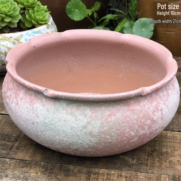 Stor Handgjord Keramik Kruka för Suckulenter och Grönska, Andningsbar Lerkruka i Lila Lera