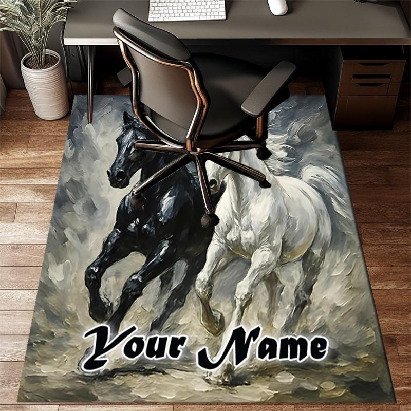 1PC Custom Name Horses Motion Artwork Theme Floor Mat Ideal for Living Room, Game Rooms, Office, Bedroom,Floor Mat Playful Design