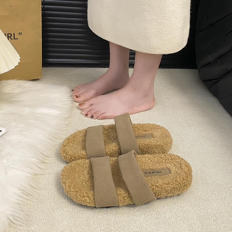 Comfortable Soft-soled Fashion Mao Mao Slippers Retro Fashion Outer Wear 2025 Versatile Word with Thick-soled Mao Mao Shoes Women's Trend