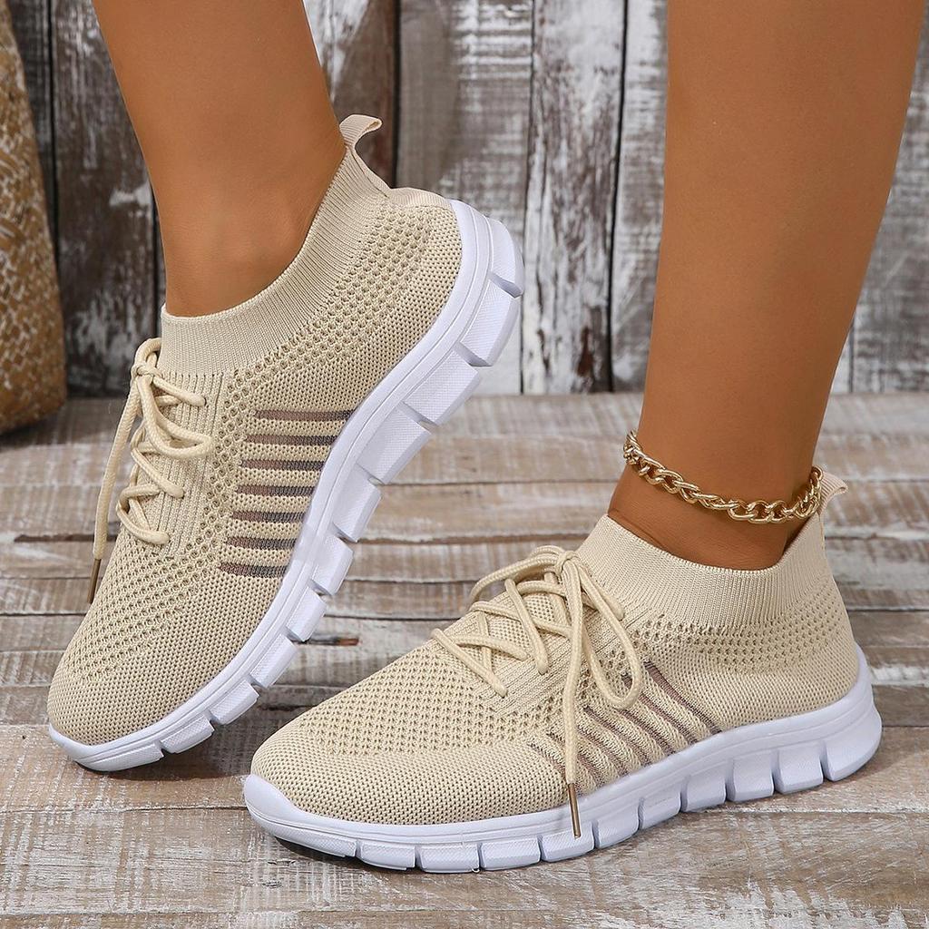 Summer Yellow Casual Shoes Women Flat Shoes Breathable Mesh Knit Sneakers Women Tennis Shoe Lightweight Running Shoes Woman Shoe