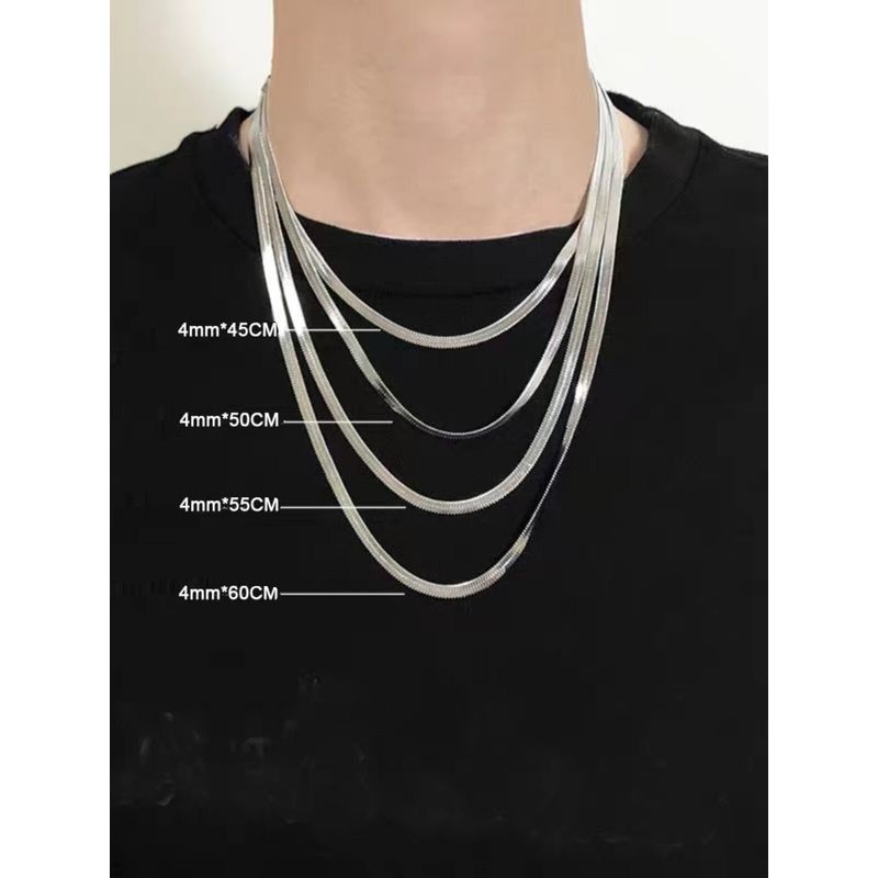 Cuban Link Chain Fashion Minimalist Blade Snake Bone Flat Necklace for Men and Women Necklace Clavicle Chain Special-Interest Design Fancy Ornament