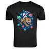 Astronaut Riding Tiger Space Planets Graphic T Shirt Sci Fi Tee