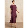 Elegante Brautmutterkleider Unregelmäßig Lagenärmel Blütenärmel Fließendes Maxikleid Party Hochzeitsgastkleid Große Größen