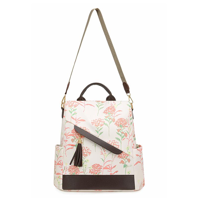 Printed Anti-Theft Backpack Tassel Women's Backpack Multi-Function Shoulder Bag