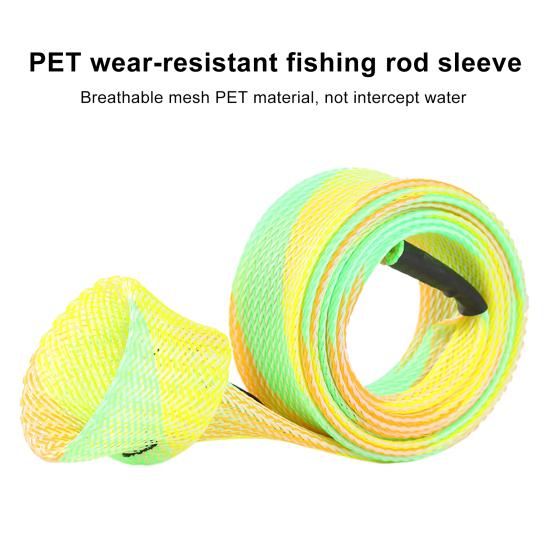 170CM Fishing Rod Sleeve with Capped Tip Stretch Breathable Mesh PET Lightweight Foldable Fishing Pole Protector Fishing Accessories