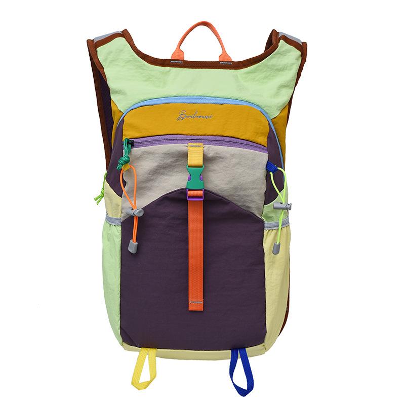 

Dopamine color matching casual backpack trendy student schoolbag lightweight outdoor sports couple backpack average size