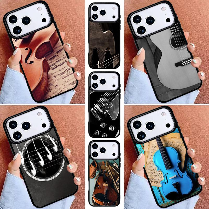 Musical Violin Guitar Phone Case for iPhone 17ProMax 12 13 14 15 16e 17 Pro Max Plus Air Cover