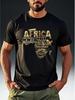 Herrenmode Kurzarm-T-Shirt mit einem schwarz-goldenen ethnischen Druck der 'AFRIKA-Karte'