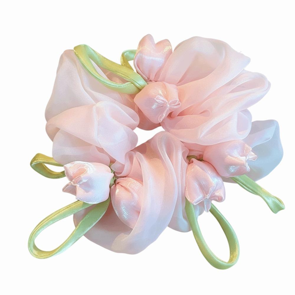 High Elasticity Tulip Hair Tie Streamers Hair Rope Sweet Hair Accessories Summer розовый