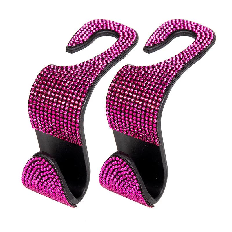 Car Headrest Hook Organizer Rhinestone Universal Auto Seat Back Storage Hooks Bracket Holder Car Interior Accessories