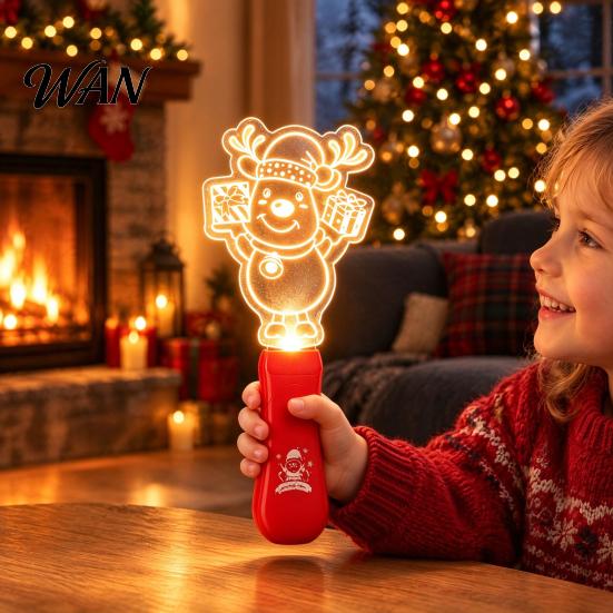 Christmas Tree Projector Toy Stage Light for Kids, Musical Handheld Glow Stick with Santa Interactive Holiday Gift Snowman Reindeer Pattern, Up Toys,