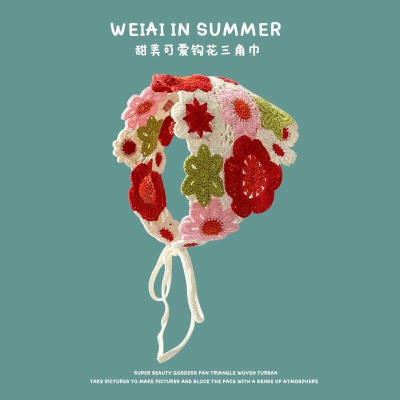 Women Triangular Scarf Summer Thin Sun Protection Lace Headscarf French Breathable Versatile Hair Band Funny Girl Cute Headscarf