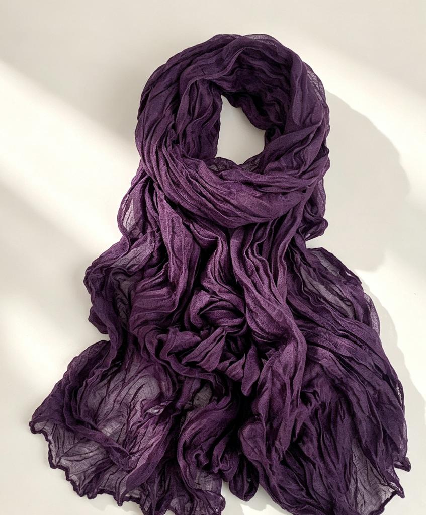 Atmospheric crumpled texture long silk scarf light and thin versatile long scarf high-grade texture affordable decorative yarn