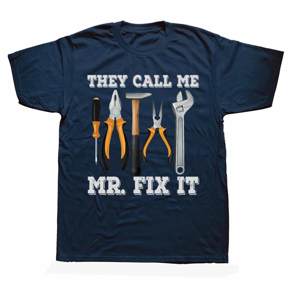 Mr Fix It Tools Graphic TShirt Unisexs Funny RepairUnisex Short Sleeve Tee Casual Crew Neck S