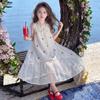 Sweet Peach-colored Dress for Girls - Summer Children's Princess Cherry Print Dress