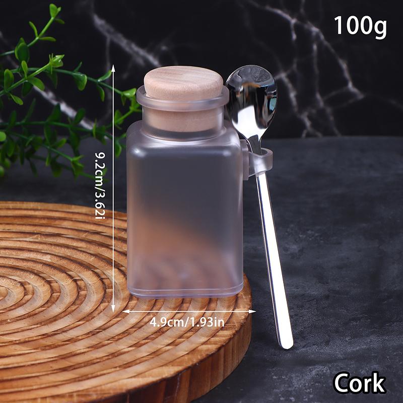 Multipurpose Bath Salt Bottle Frosted ABS Empty Bath Salts Jars With Soft Cork Stainless Steel Spoon