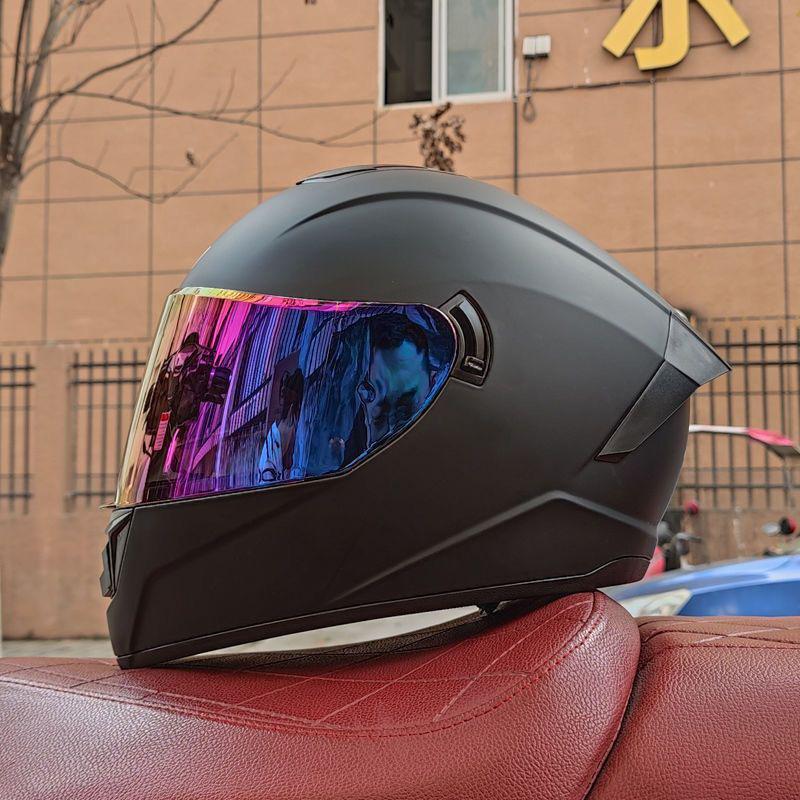 Certified Men's Bluetooth Full-Face Motorcycle Helmet with Trendy Horns for All Seasons.