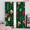 2pcs,2D Plane Printing Minimalist Curtains Christmas Tree Gift Present Holiday (3) Polyester Fabric (without Rod) Home Decor