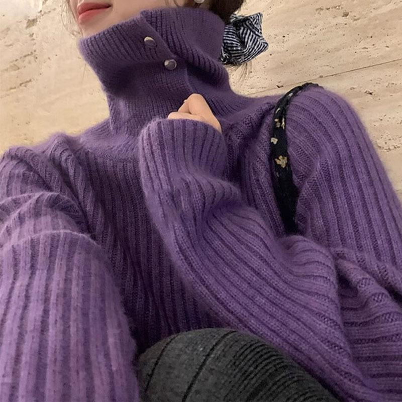 High-necked Two-wear High-end Knitted Sweater Women's Inner Wear Autumn and Winter Design Sense Simple and Versatile Solid Color Bottoming Shirt