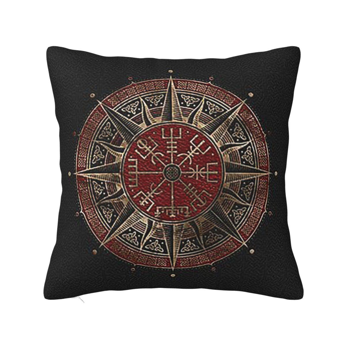 Вегвизир Викинг Компас Орнамент Квадратная Наволочка Чехол для Подушки Наволочка Декоративная Наволочка для Дома Спальни Автомобиля 12x12Inch