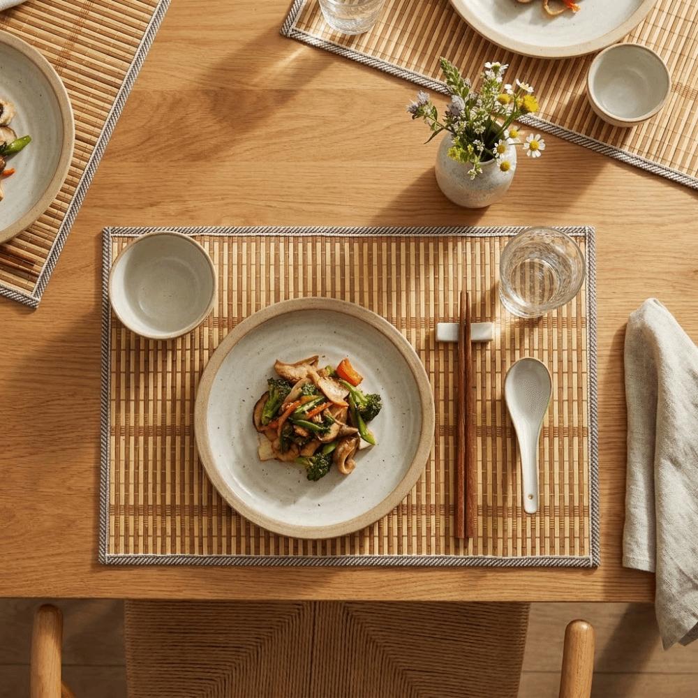 Anti-Slip Bamboo Placemats Natural Dining Pad Table Protection Table Mat Restaurant