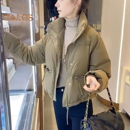 Vinter Dunjakke Fortykket Vattert Ståkrage Store Glidelåslommer Glidelåslukking Vindtett Lange Ermer Varmebevarende Varm Hverdagsovertøy Bomullsjakke