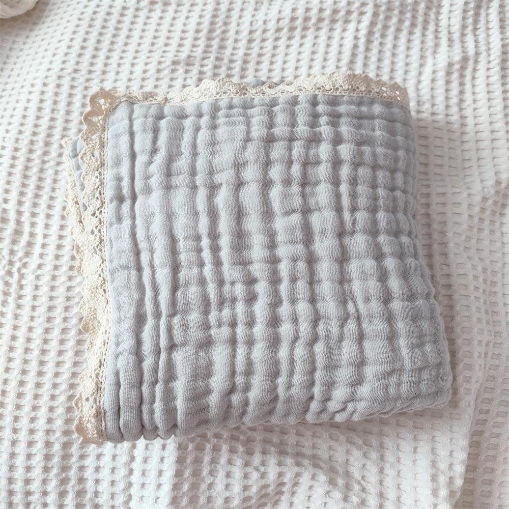 Ins Baby Six-layer Gauze Muslin Cotton Lace Fringe Blanket Swaddle Wrap Stroller Cover Bath Towel Newborn Accessories