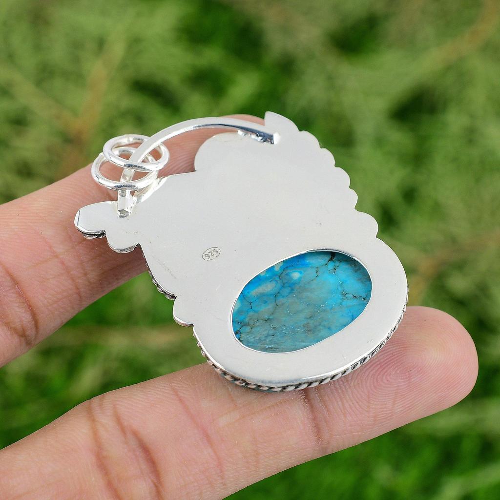 925 Sterling Silver Natural Tibetan Turquoise Wedding Daughter Birthday Pendant