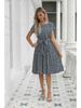 2025 European & American Summer Floral Lace Dress - Casual Short-Sleeved Pleated Skirt