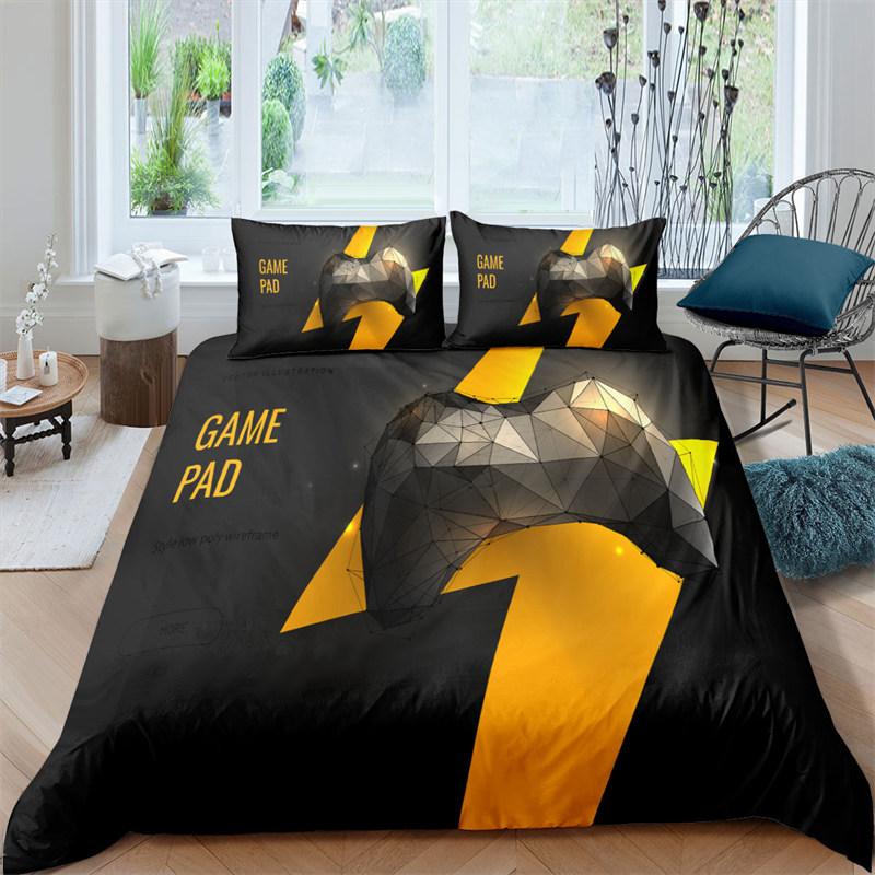 Boys Gamepad Duvet Cover Kids Young Man Video Games Bedding Set Twin Microfiber Classic Gaming With Controller Black Quilt Cover